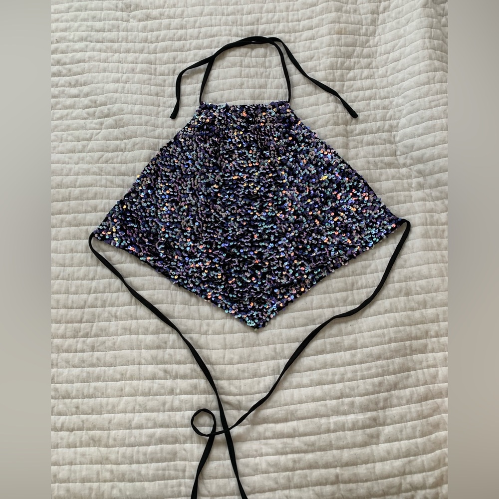Sequin halter crop top size L